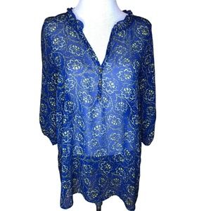 Blue & Yellow Sheer Tunic M